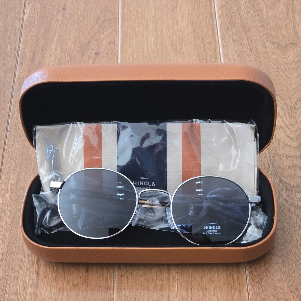 Shinola Detroit Unisex SH2301S Shiny Silver Round Sunglasses Flexon 51mm New